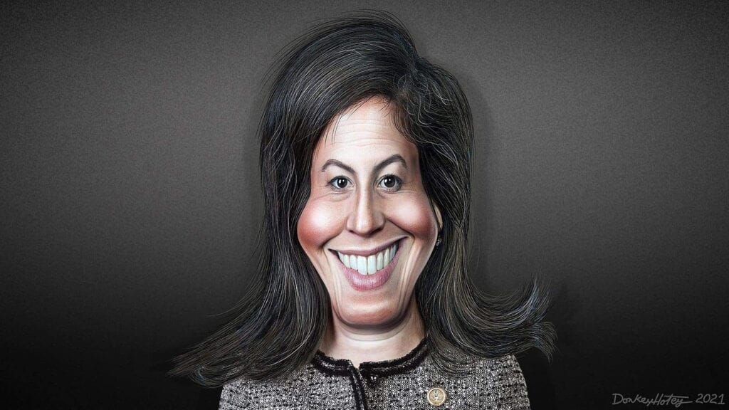 Caricature of trump pick elise stefanik