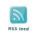 Rss feed icon, blue square with an off white rss symbol